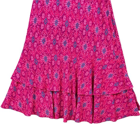 LAUREN Ralph Lauren Women Ruffle Dress Sz 10 Fuchsia Multi Geo High Low Hem NWT - Picture 13 of 14